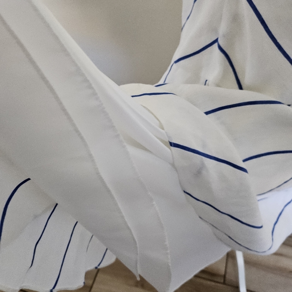 Lauren Ralph Lauren Women's 100% Linen White Blue Striped Midi Dress Sz 6. - Picture 11 of 16